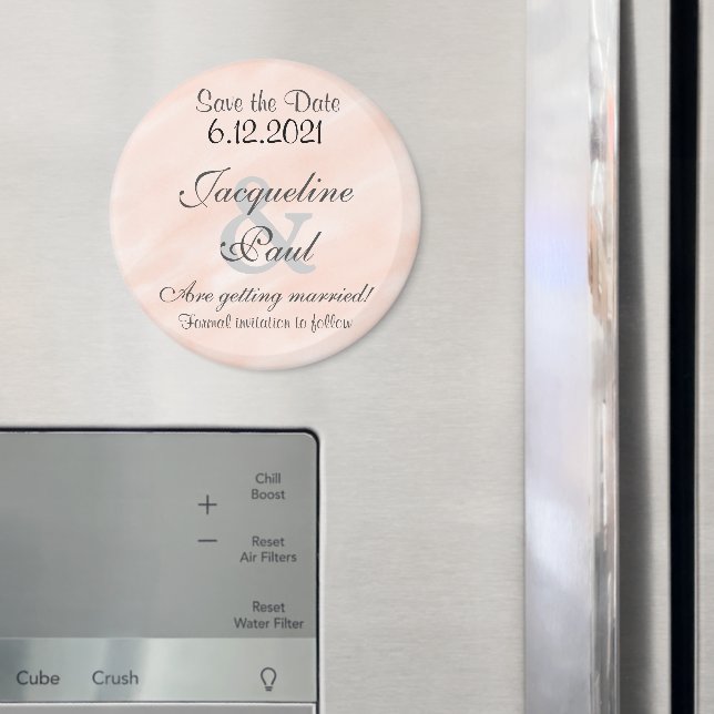 Save the Date Blush Personalized Round Magnet (In Situ (Fridge))
