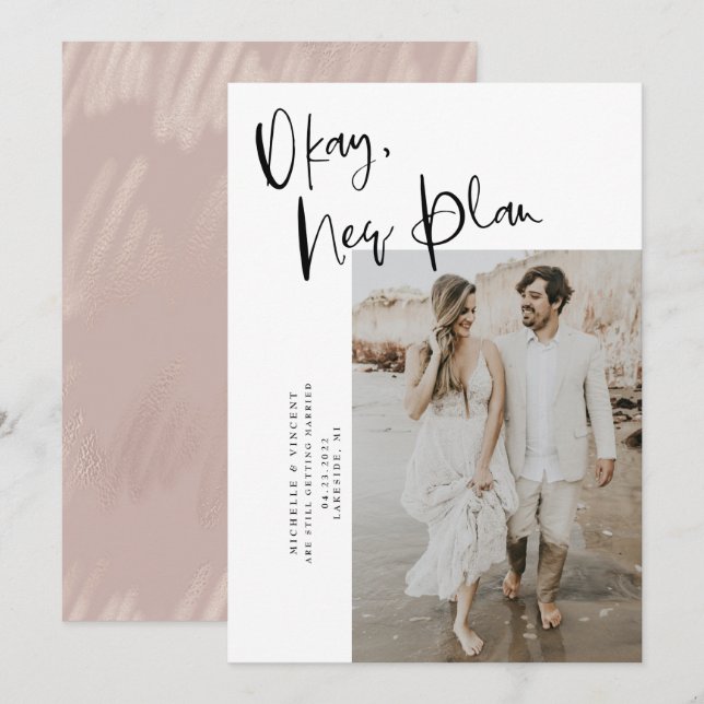 Save The Date Blush Pink Ok Nouveau Plan Mariage Enregistrer La  (Devant / Derrière)