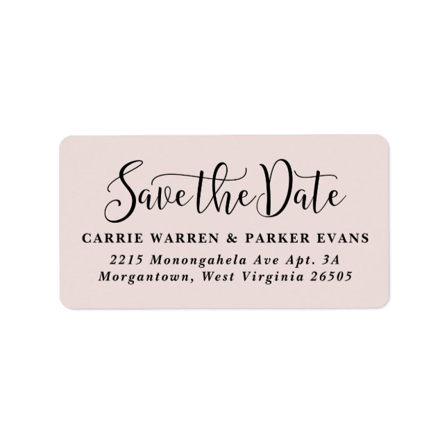 Save the date blush pink return address label (Front)