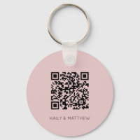 Save The Date Blush QR Code Wedding Keychain