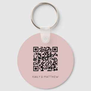 Save The Date Blush QR Code Wedding  Keychain