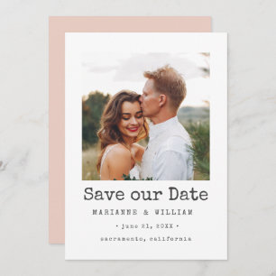 Save The Date BLUSH Simple CARRÉ Photo mariage enregistrer la da