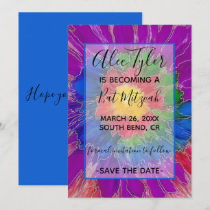 Save The Date BM Bar Bat mitzvah coloré élégant