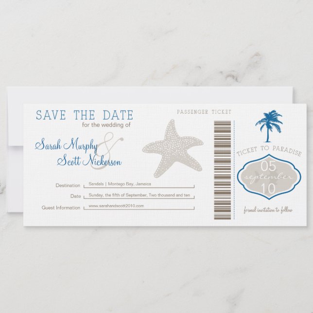 Save the Date Boarding Pass (Front)