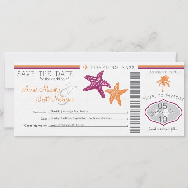 Save the Date Boarding Pass (Front)