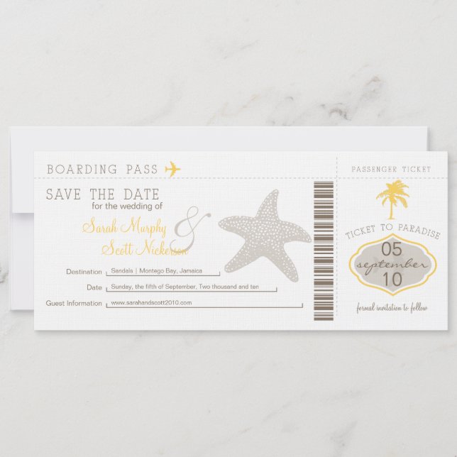 Save the Date Boarding Pass (Front)