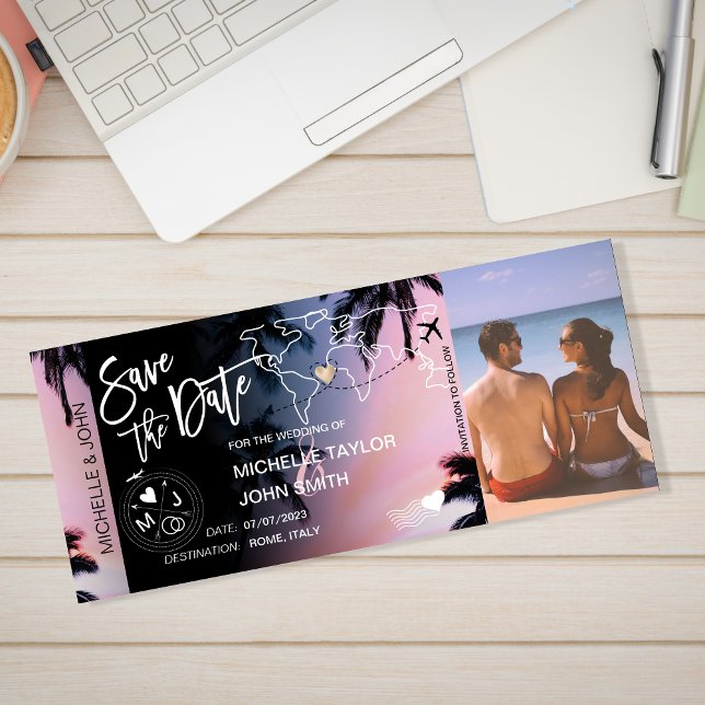 Save the Date Boarding Pass Palm Beach Invitation (Creator Uploaded)