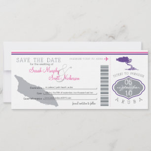 Save the Date Boarding Pass to Aruba