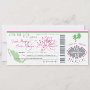 Save the Date Boarding Pass to Mexico