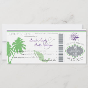 Save the Date Boarding Pass to Mexico