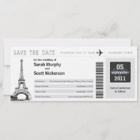 Save the Date Boarding Pass to Paris France