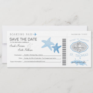 Save the Date Boarding Pass to St. Thomas