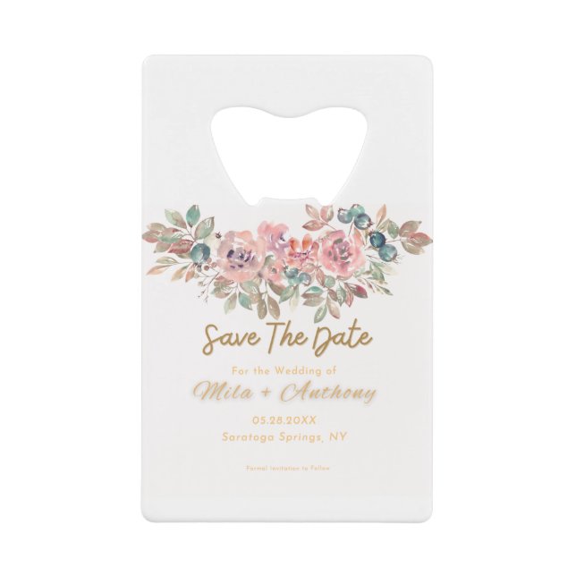 Save the Date Bohemian Credit Card Bottle Opener (Front)