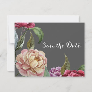 Save The Date Bohemian Grey & Purple Floral Enregistrer les cart