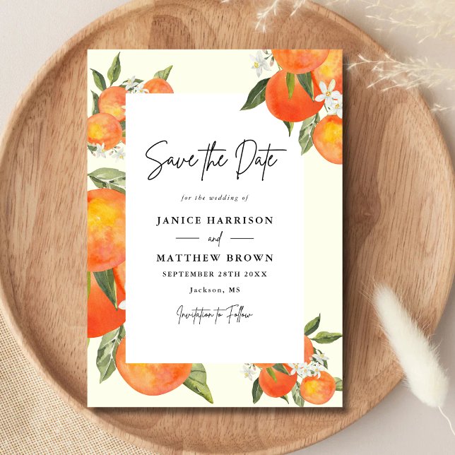 Save The Date Boho Abstract Sketchy Orange Garden Wedding (Créateur téléchargé)