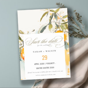 Save The Date Boho Abstrait Sketchy Orange Garden Mariage