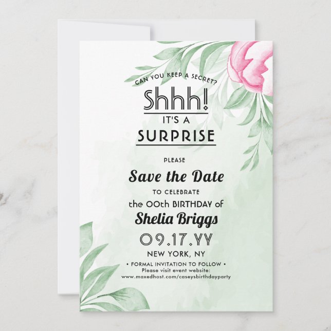 Save The Date Boho Aquarelle Eucalyptus 40e anniversaire (Devant)