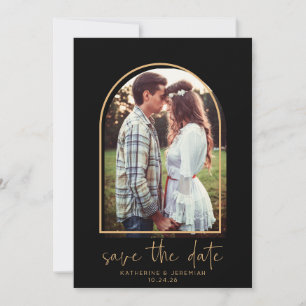 Save The Date Boho Arch minimaliste Black Gold Enregistrer la da