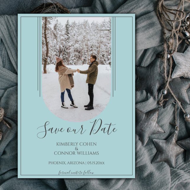 Save The Date Boho Arch Photo Enregistrer la date | Sarcelle (Teal Arch Photo Save the Date)