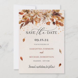 Save The Date Boho automne et automne fleurs Cooper couleurs