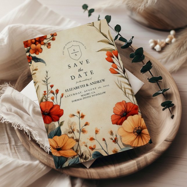 Save The Date Boho Automne Mariage Floral (Créateur téléchargé)