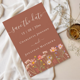 Save The Date Boho Automne Prairie de Fleurs Sauvages Mariage en