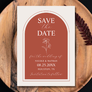 Save The Date Boho Budget Terracotta Rust Flower Mariage DO-IT
