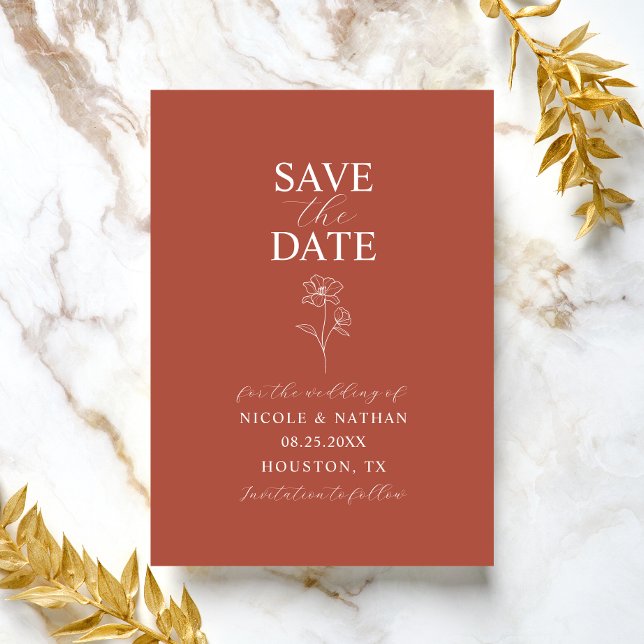 Save The Date Boho Budget Terracotta Rust Flower Mariage | DO-IT (Boho Budget Terracotta Rust Flower Wedding | DIY S Save The Date)