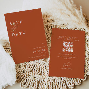Save The Date Boho Burnt Orange Qr Code Mariage