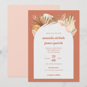 Save The Date Boho Chic Desert Mariage de feuillage séché et Pam