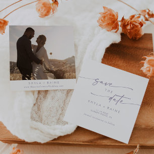 Save The Date Boho Chic Dusty Purple Carré Photo Retour