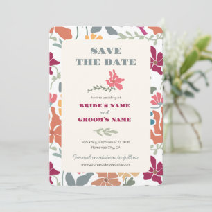 Save The Date Boho Chic Floral Mariage Rétro Milieu de Siècle