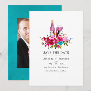 Save The Date Boho Chic Floral Vin Dégustation Mariage Photo
