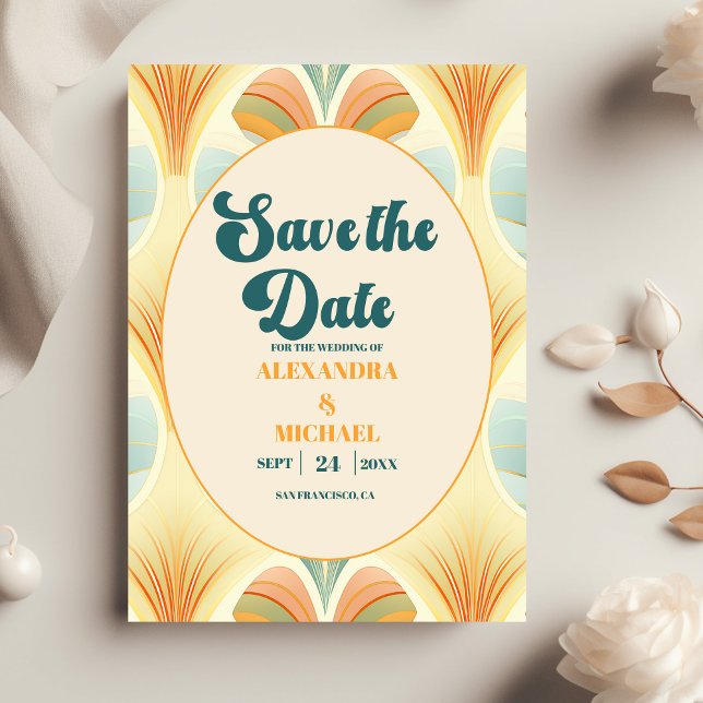 Save The Date Boho Chic Retro Coloré Floral Mariage (Créateur téléchargé)