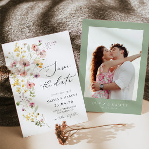Save The Date Boho Colorful Spring Whimsical Fleur sauvage Maria
