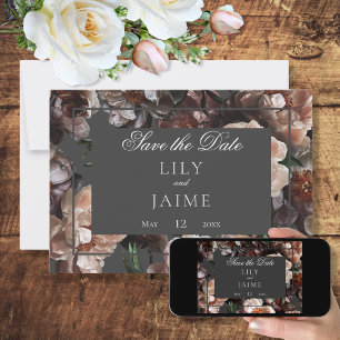 Save The Date Boho Dark Peony Flowers Mariage moderne