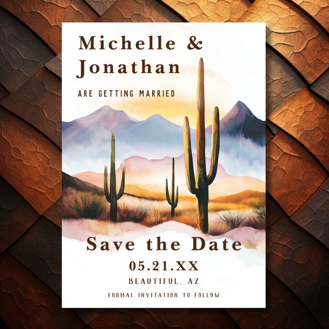 Save The Date Boho Desert Cactus Mariage occidental (Front - Boho Desert Cactus Western Wedding Save The Date)