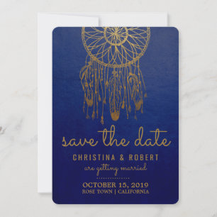 Save The Date Boho Dreamcatcher Faux Gold Foil
