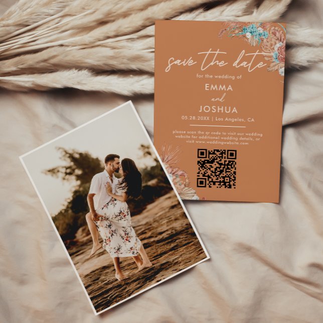 Save The Date Boho Earthy Floral Mariage Photo (Créateur téléchargé)