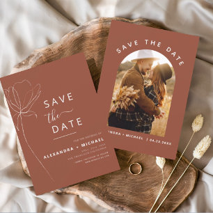 Save The Date Boho en terre cuite minimaliste Enregistrer la pho