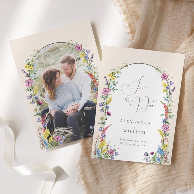 Save The Date Boho Fleur sauvage Arch Mariage Photo (Créateur téléchargé)