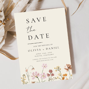 Save The Date Boho fleur sauvage beige Enregistrer la date Minim