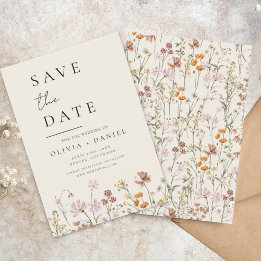 Save The Date Boho fleur sauvage beige Enregistrer la date Minim