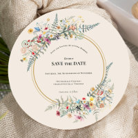 Boho Fleur sauvage Fern Beige Mariage rond