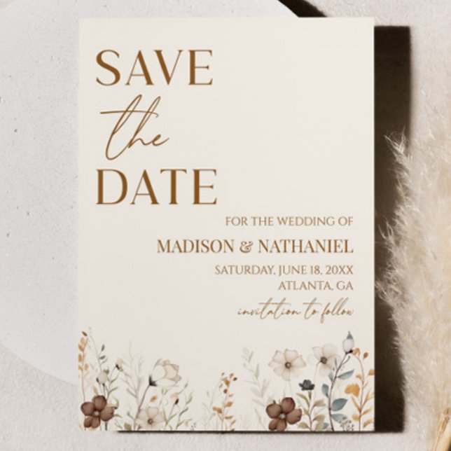 Save The Date Boho Fleur sauvage Fleur sauvage Floral Jardin Mar (Créateur téléchargé)