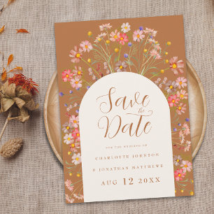 Save The Date Boho Fleur sauvage Floral Arch Mariage