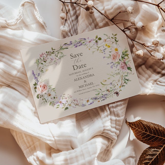 Save The Date Boho Fleur sauvage Floral Mariage (Créateur téléchargé)
