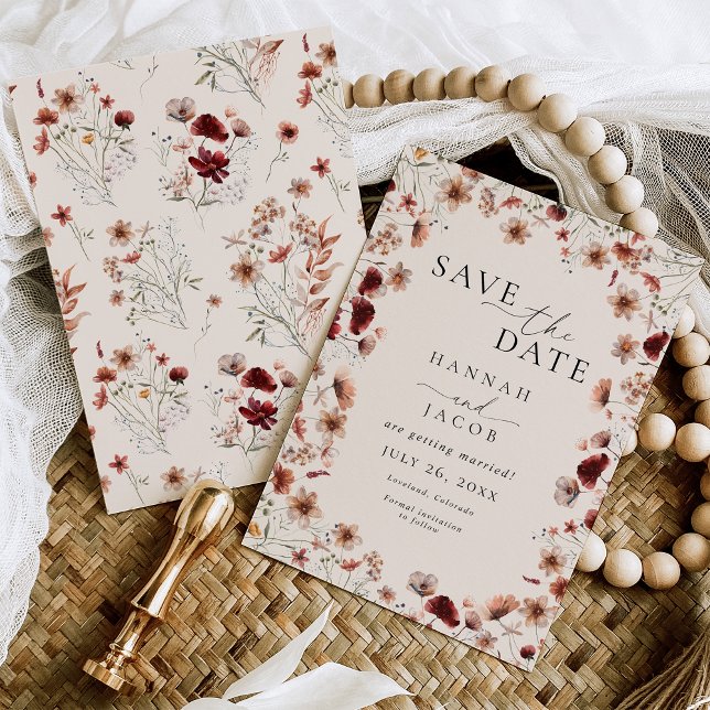Save The Date Boho Fleur sauvage Floral Mariage (Créateur téléchargé)