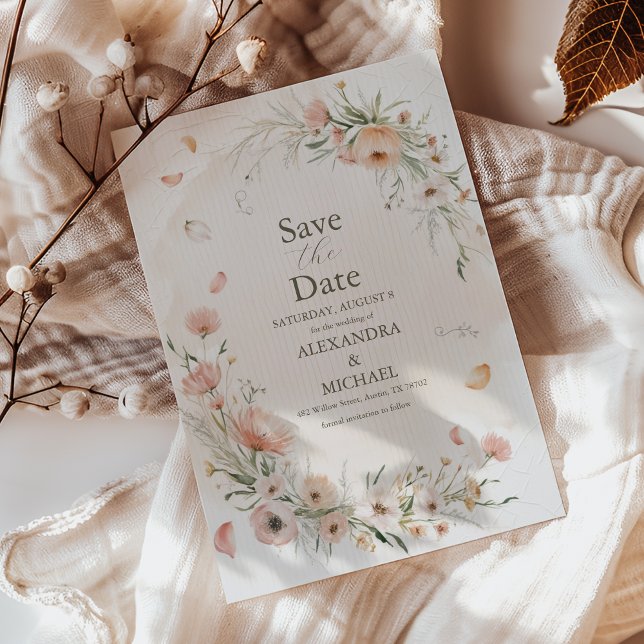 Save The Date Boho Fleur sauvage Garden Wedding (Créateur téléchargé)