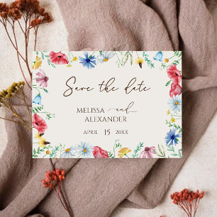 Save The Date Boho fleur sauvage Jardin Beige Horizontal